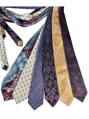 Lot Of 6 Assorted Vintage & Contemporary Mens Ties Multi-Color Paisley Plaid & G